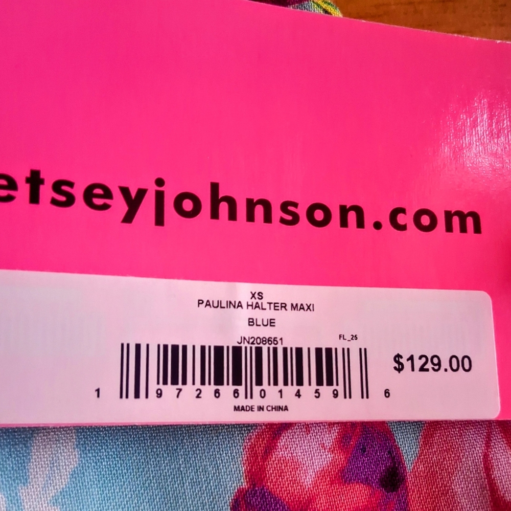 Betsy Johnson NWT Ladies Halter  Dress, Blue Floral Pattern  Sz XS MSRP $129. - Picture 4 of 6